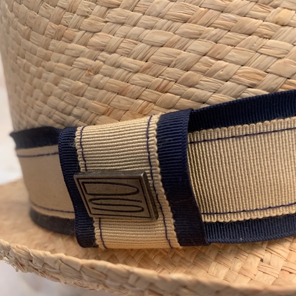 NWT Straw hat Navy blue & tan trim XL size - Picture 4 of 8